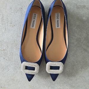 Steve Madden Blue Flats with Glittering Buckle